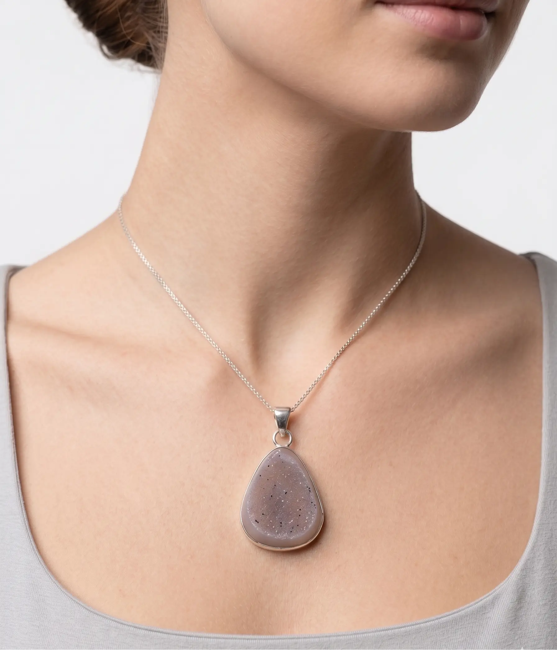 Destello Orgánico | Colgante de Ágata Drusa & Plata 925 - 2