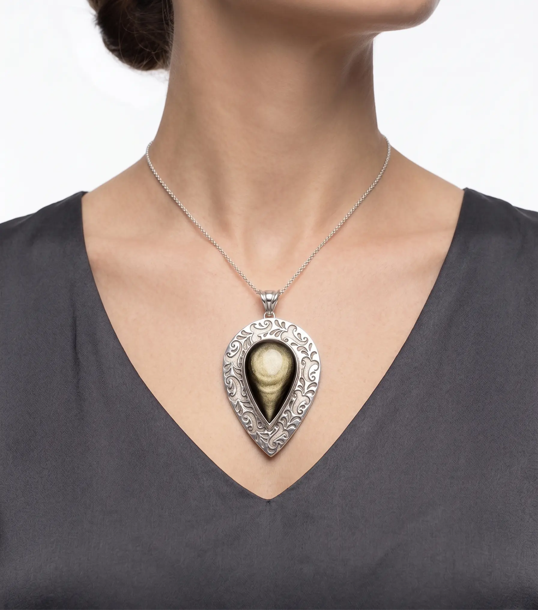 Camino de la luz | Obsidiana Dorada & Plata 925 - 2