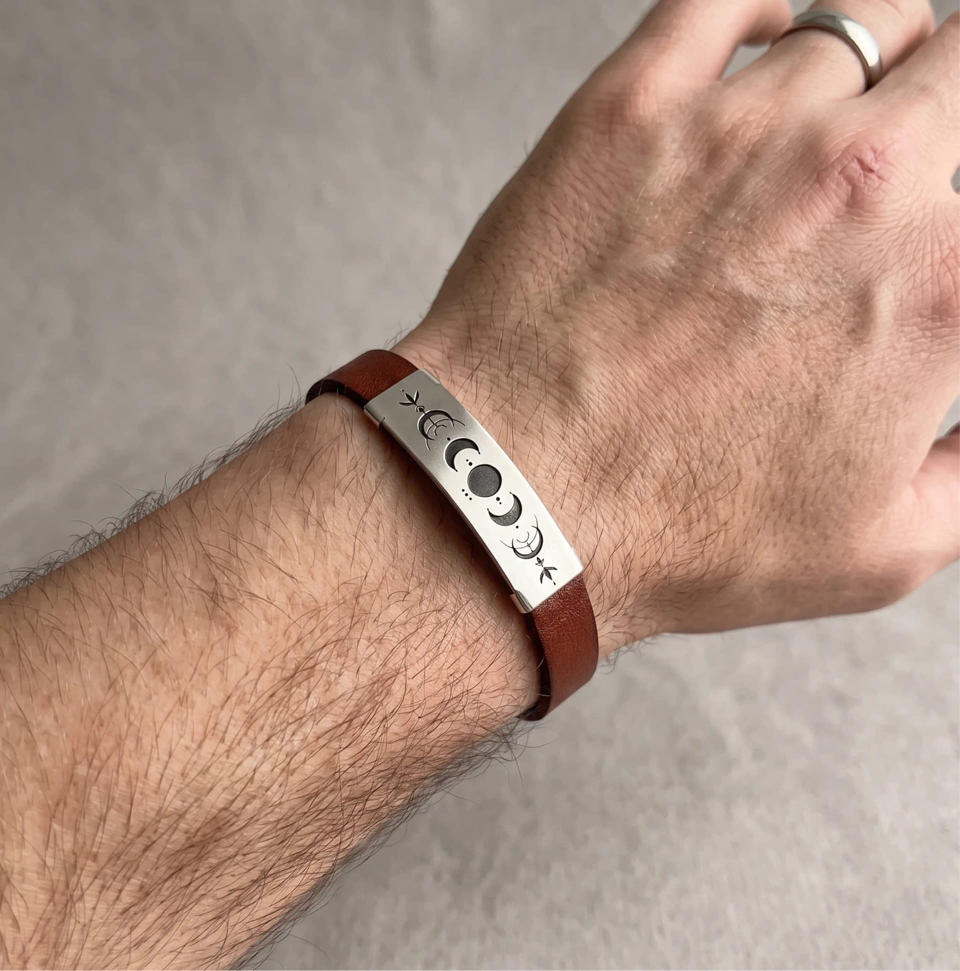 Pulsera Terra | Cuero Natural & Plata 925 - 2